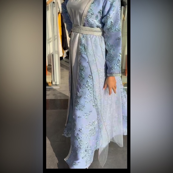 Arabic/morrocan kaftan baby blue jalabiya size s-L - Picture 3 of 3